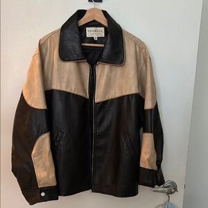 Promesa Black and Tan Biker Jacket